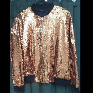 Gold sequin bomber jacket